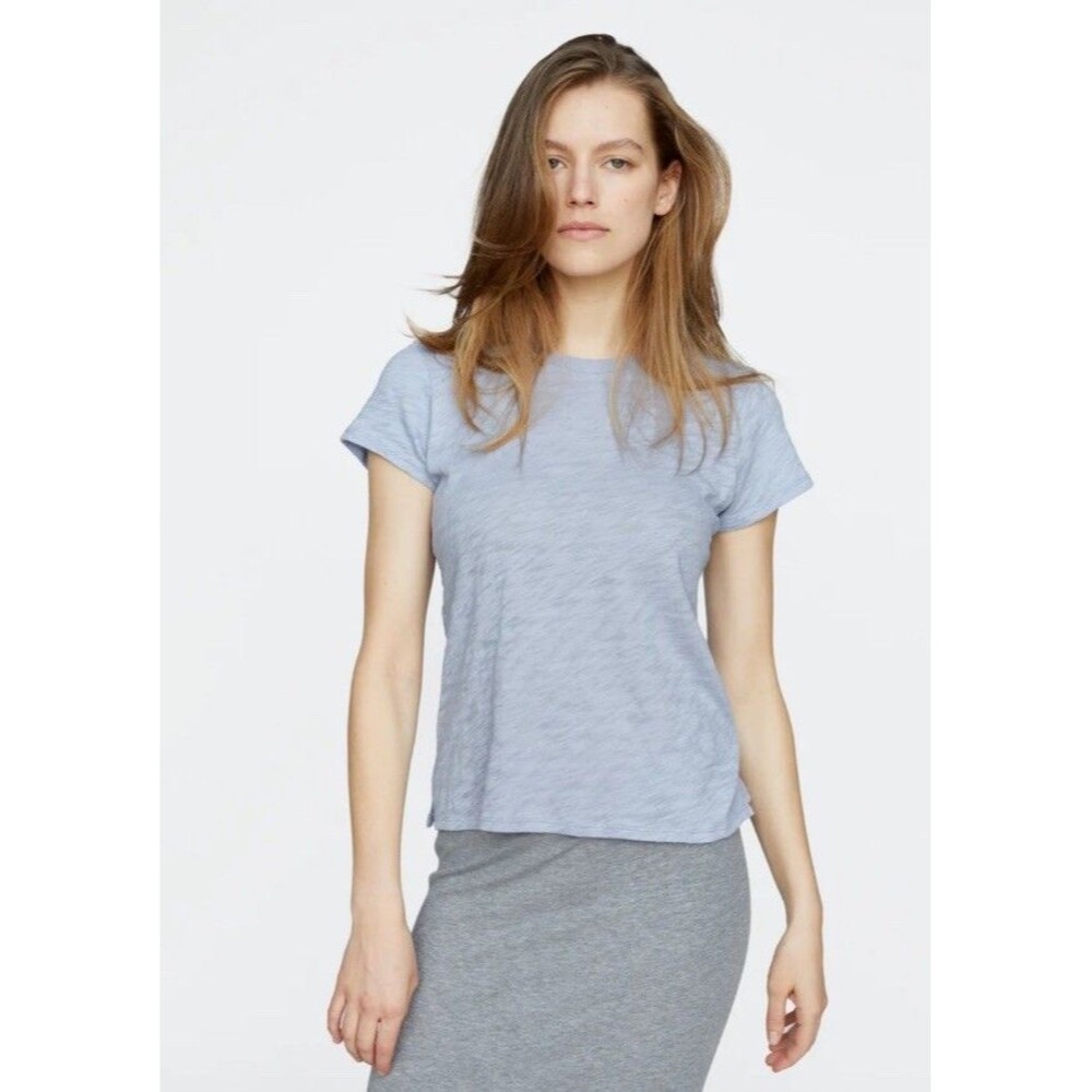 NWT ATM Women’s Slub Jersey Schoolboy Crewneck Tee Power Blue Size XS